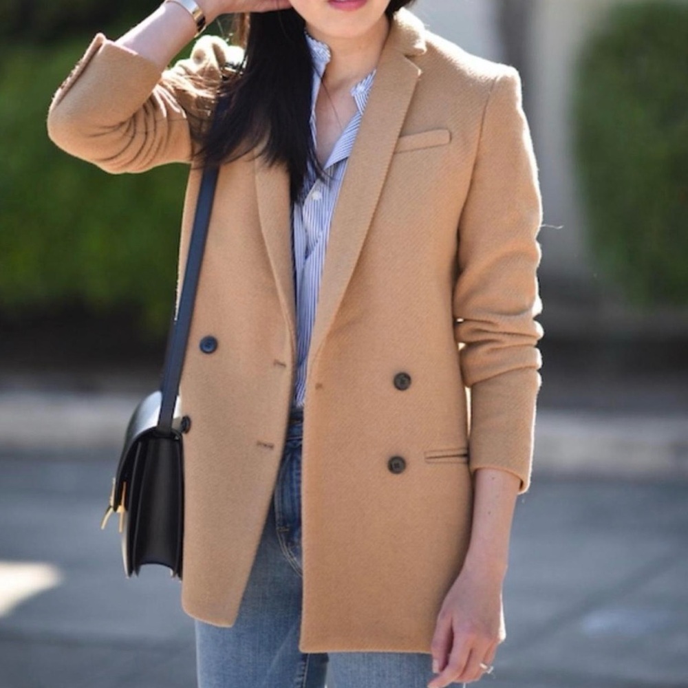 Banana Republic Wool Blend Camel Double-Breasted Blazer Coat